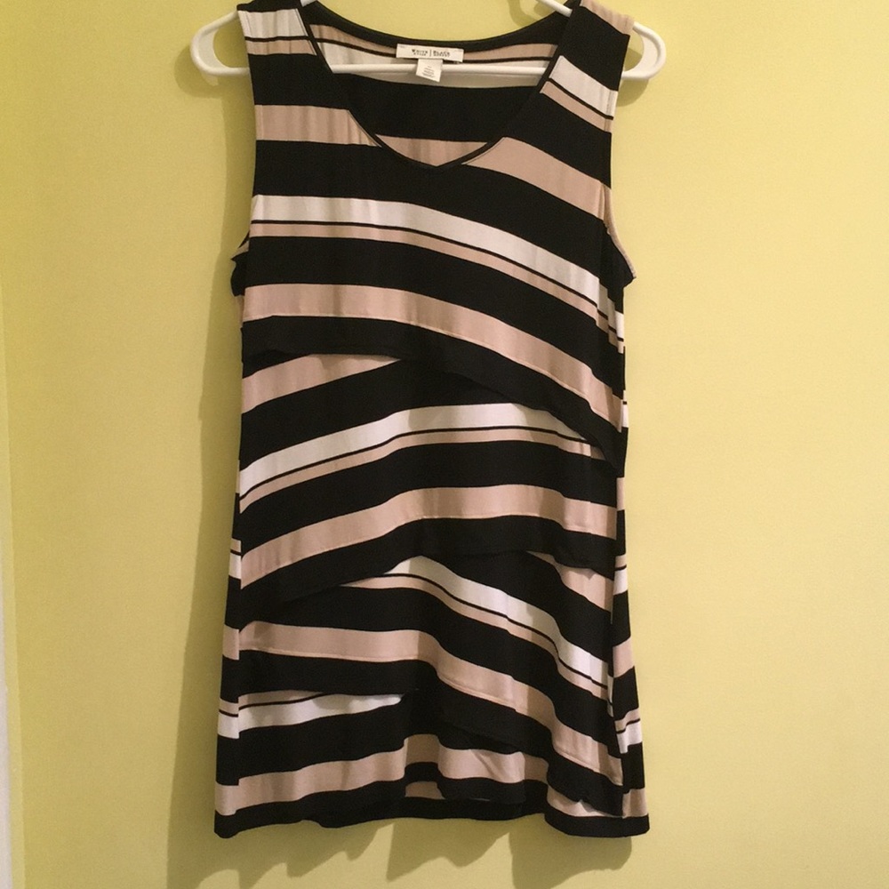 White House/ black market  tan and white tunic M